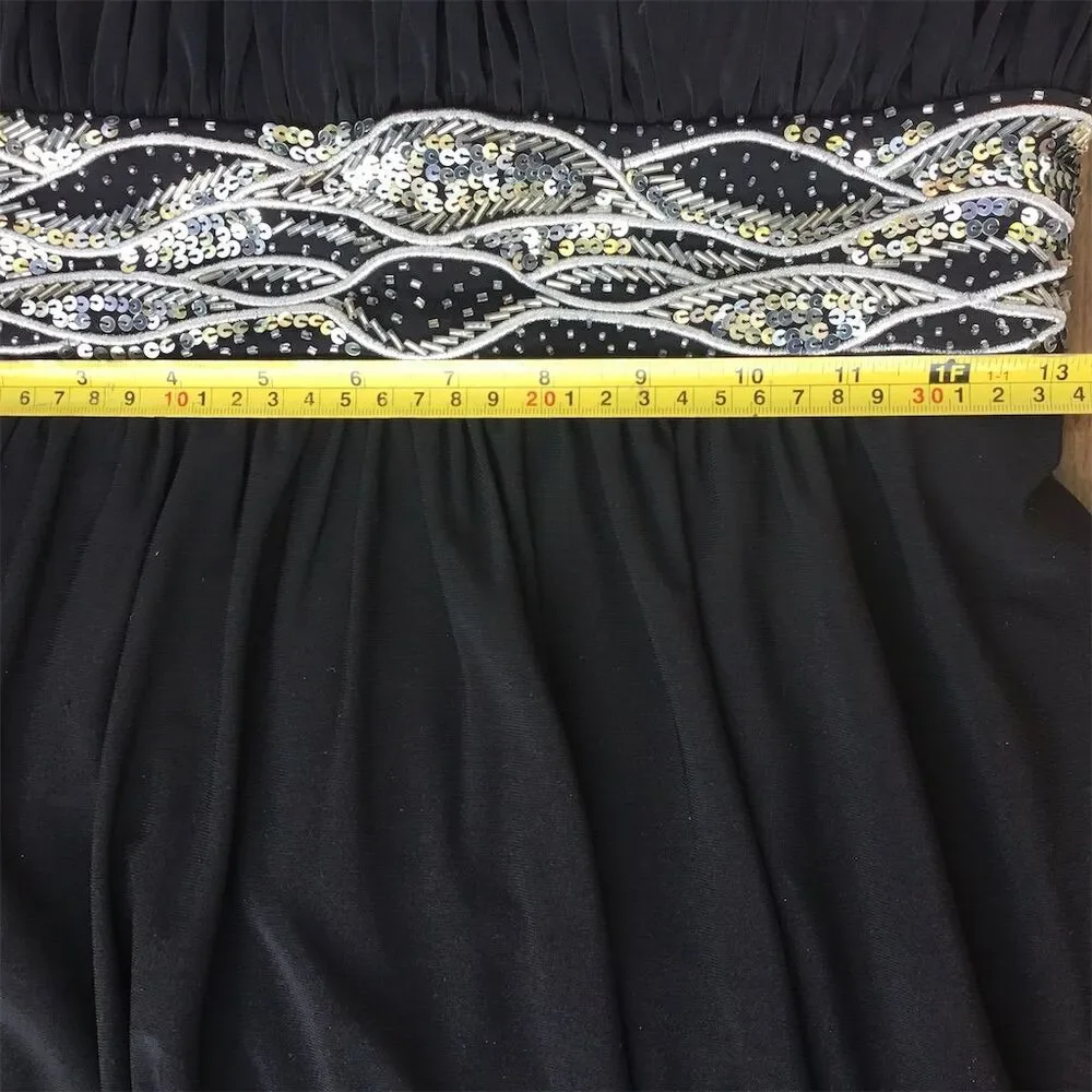 JS‎ Boutique Women's Size 4 Black Strapless Gown with Embellished Waist